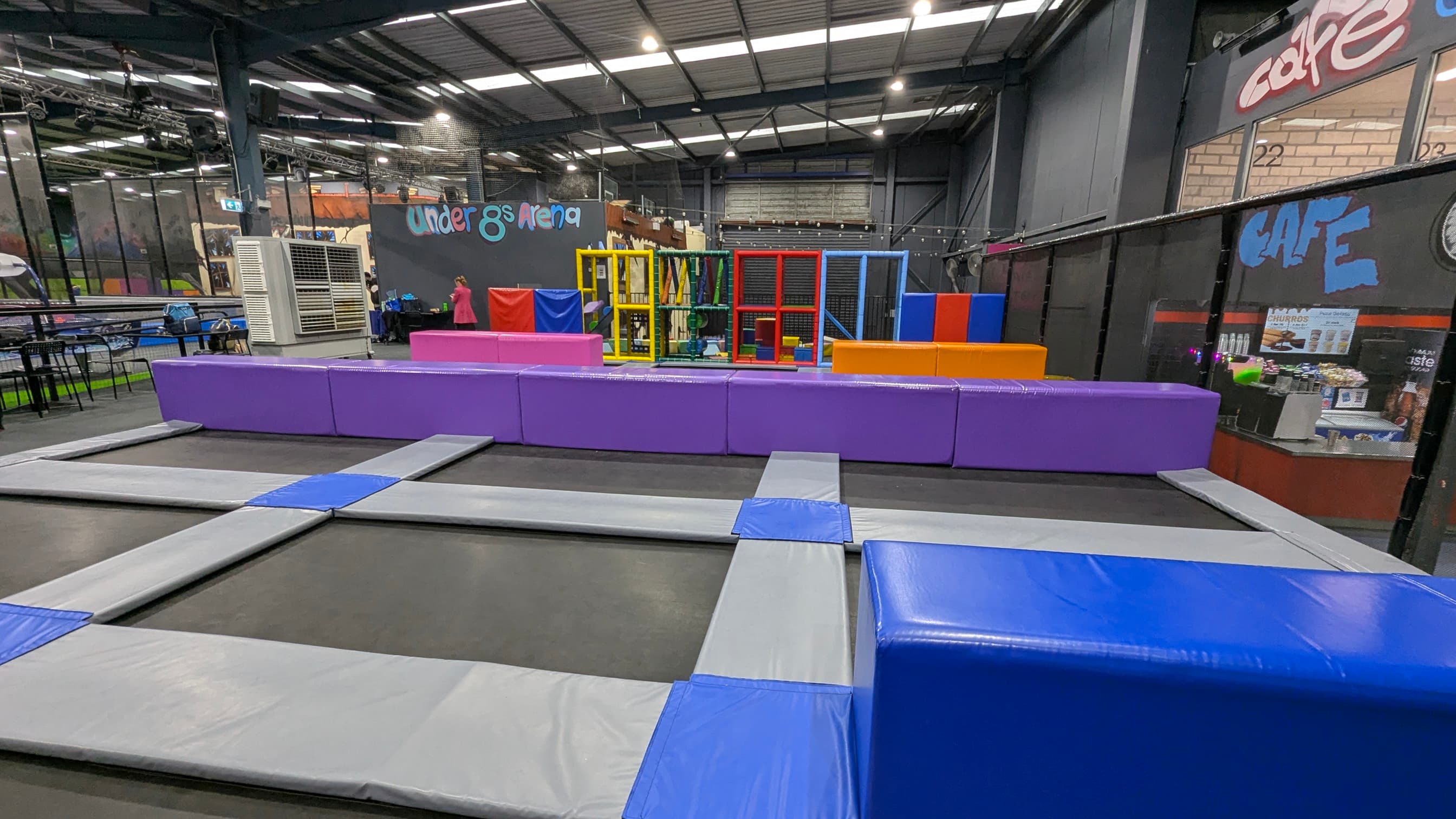 Smaller area with less bouncy trampolines for under 8's.